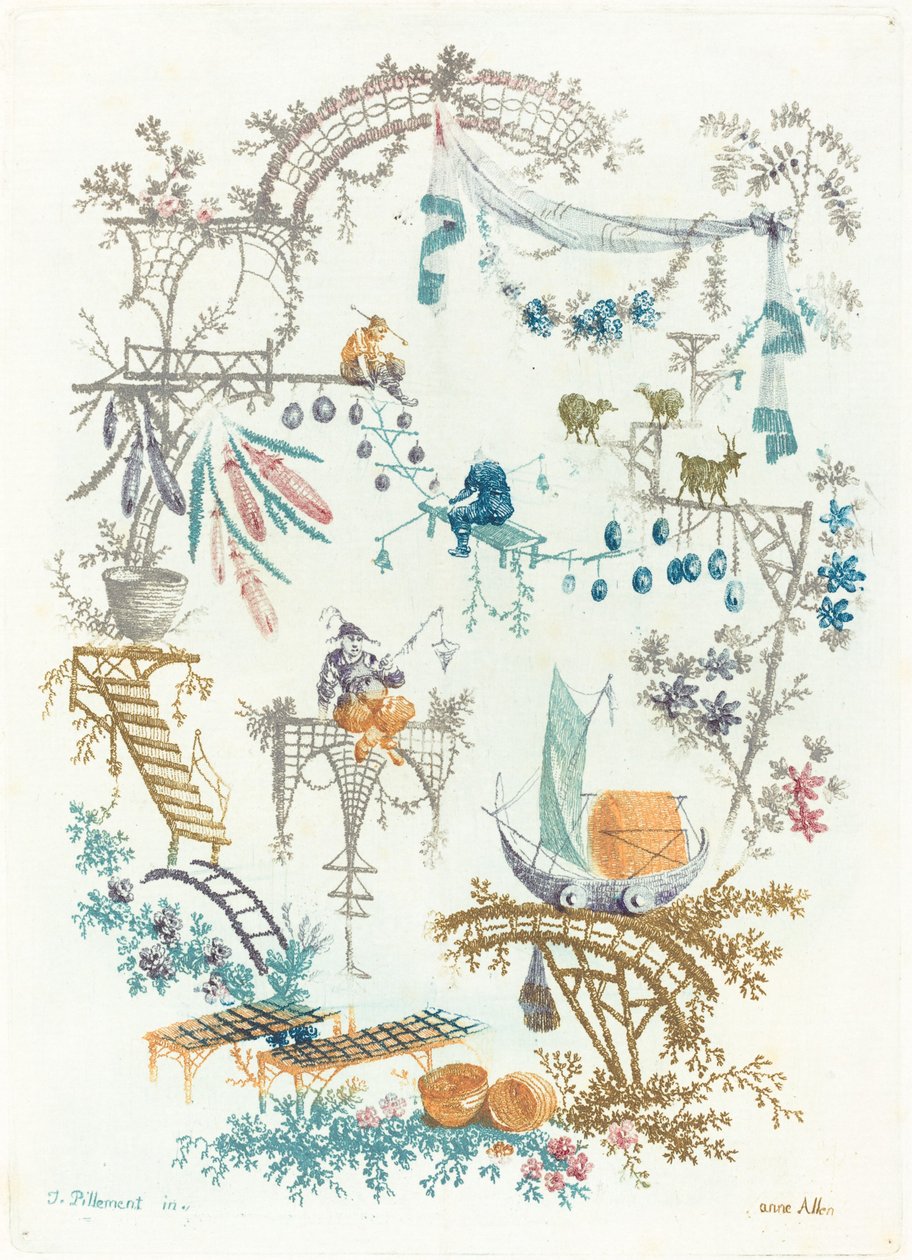 Arabesque med en båd af Anne Allen after Jean Baptiste Pillement