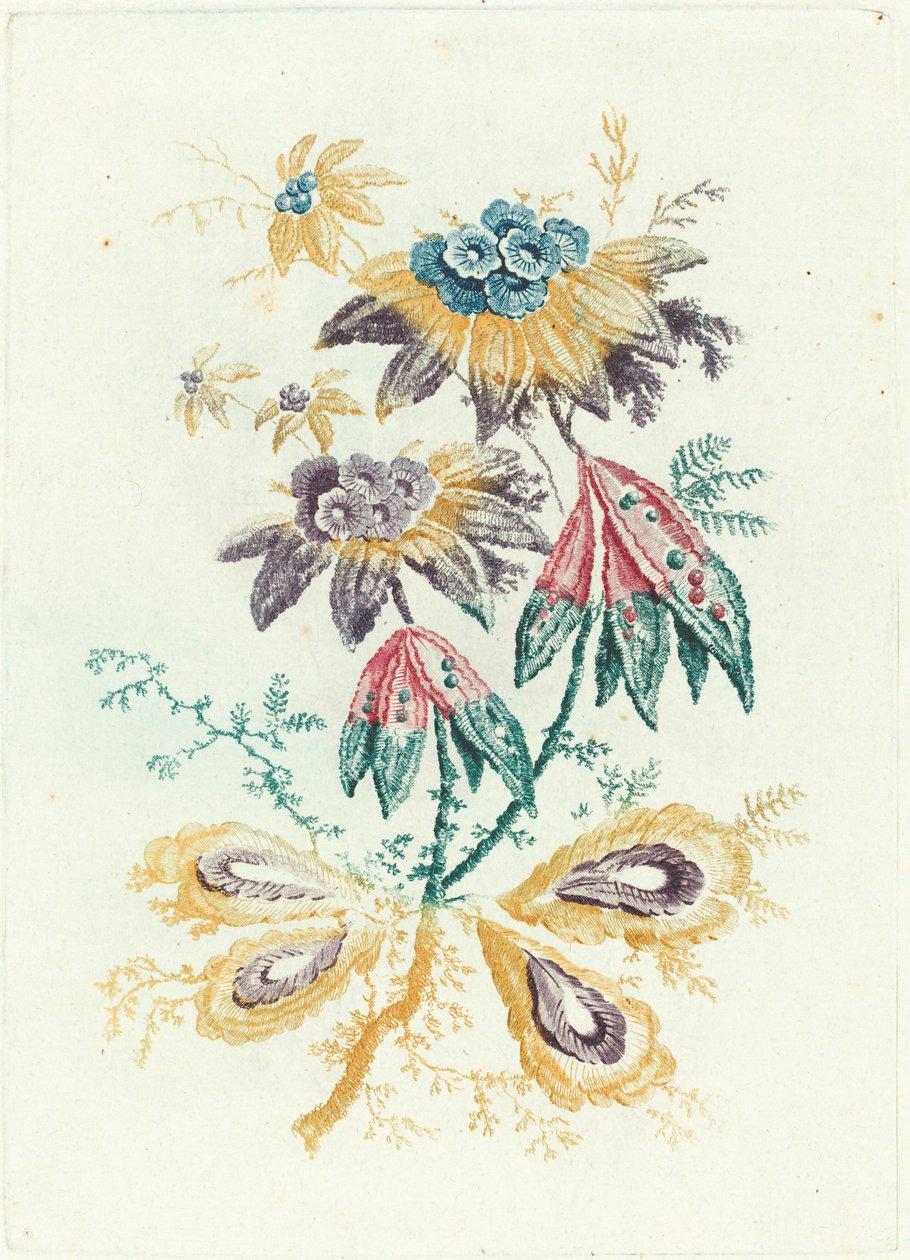 Fantastiske blomster med peapod blade af Anne Allen after Jean Baptiste Pillement