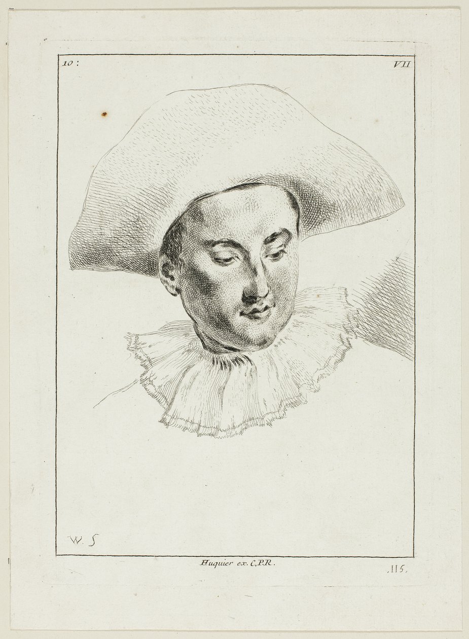 Mandshoved (med hat og krave) af Anne Claude Philippe Caylus