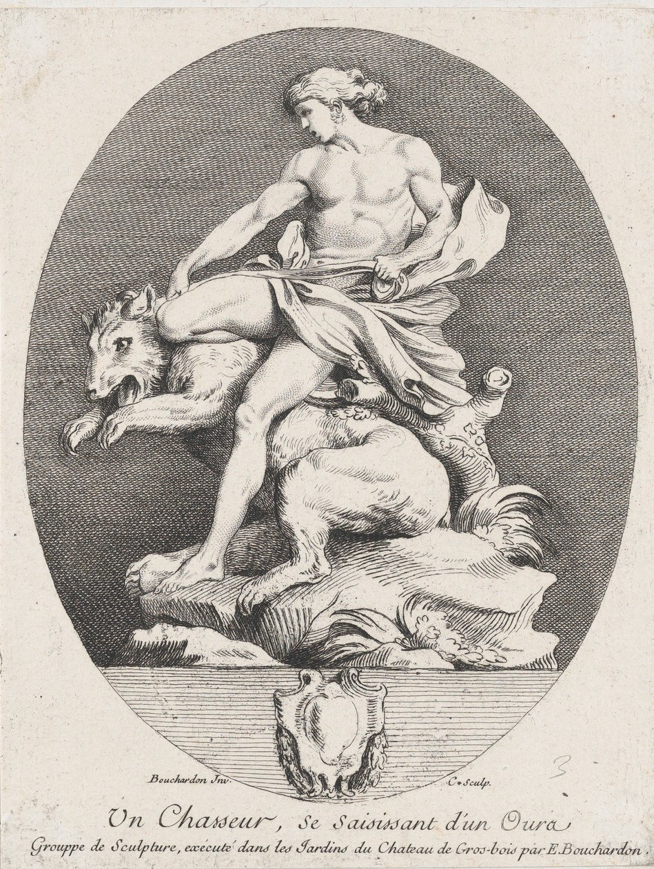 En jæger, der griber en bjørn, 1737 af Anne Claude Philippe de