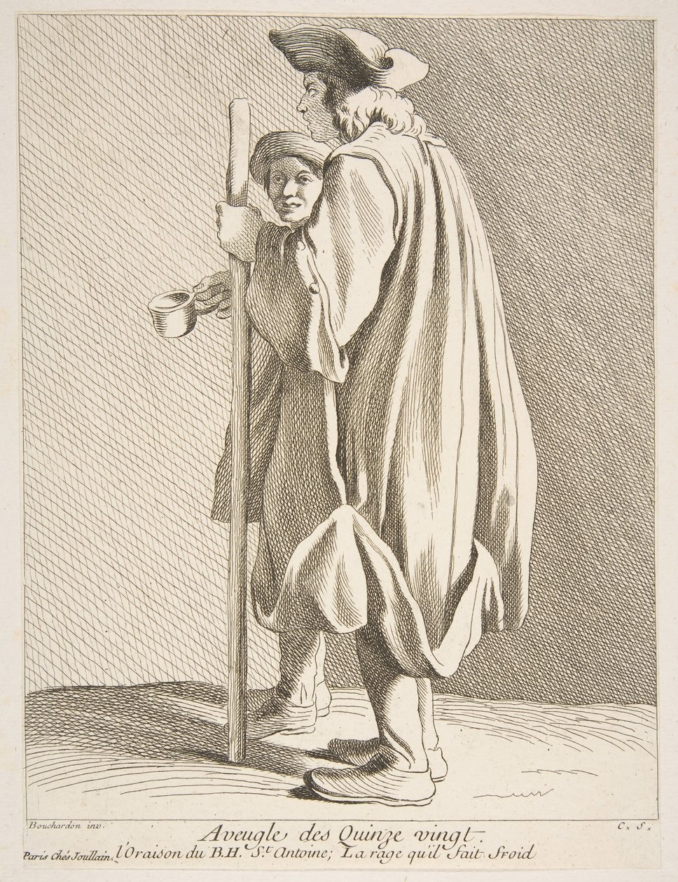 En blind mand fra Quinze-Vingts Hospital, 1738. af Anne Claude Philippe de Caylus