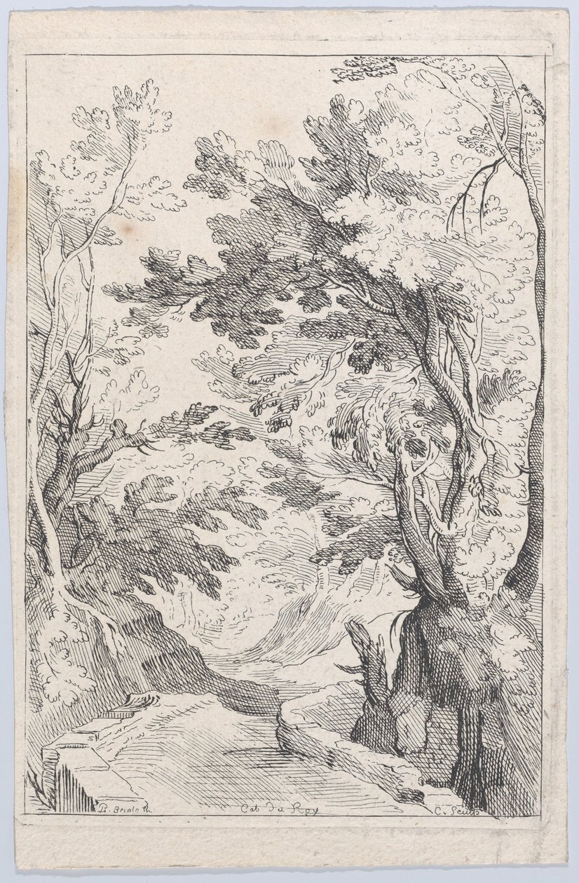 En sti med en brystning i en skov, 1700-tallet. af Anne Claude Philippe de Caylus