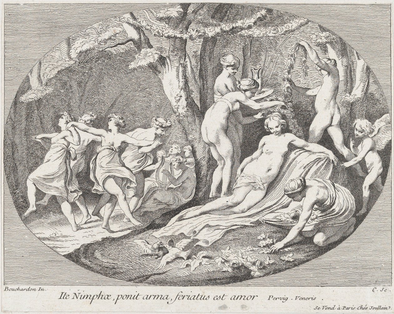 Gå Nymfer, som lægger deres våben, Kærligheden hviler!, 1730-60. af Anne Claude Philippe de Caylus