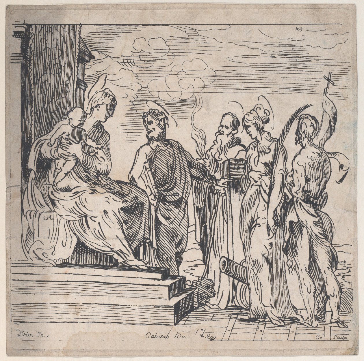 Jomfru og barn med fire hellige, 1700-tallet. af Anne Claude Philippe de Caylus
