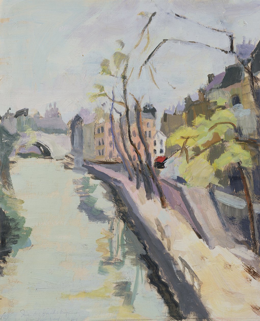 Quai des Grands Augustins, Paris, 1961 (olie på papir) af Anne Durham