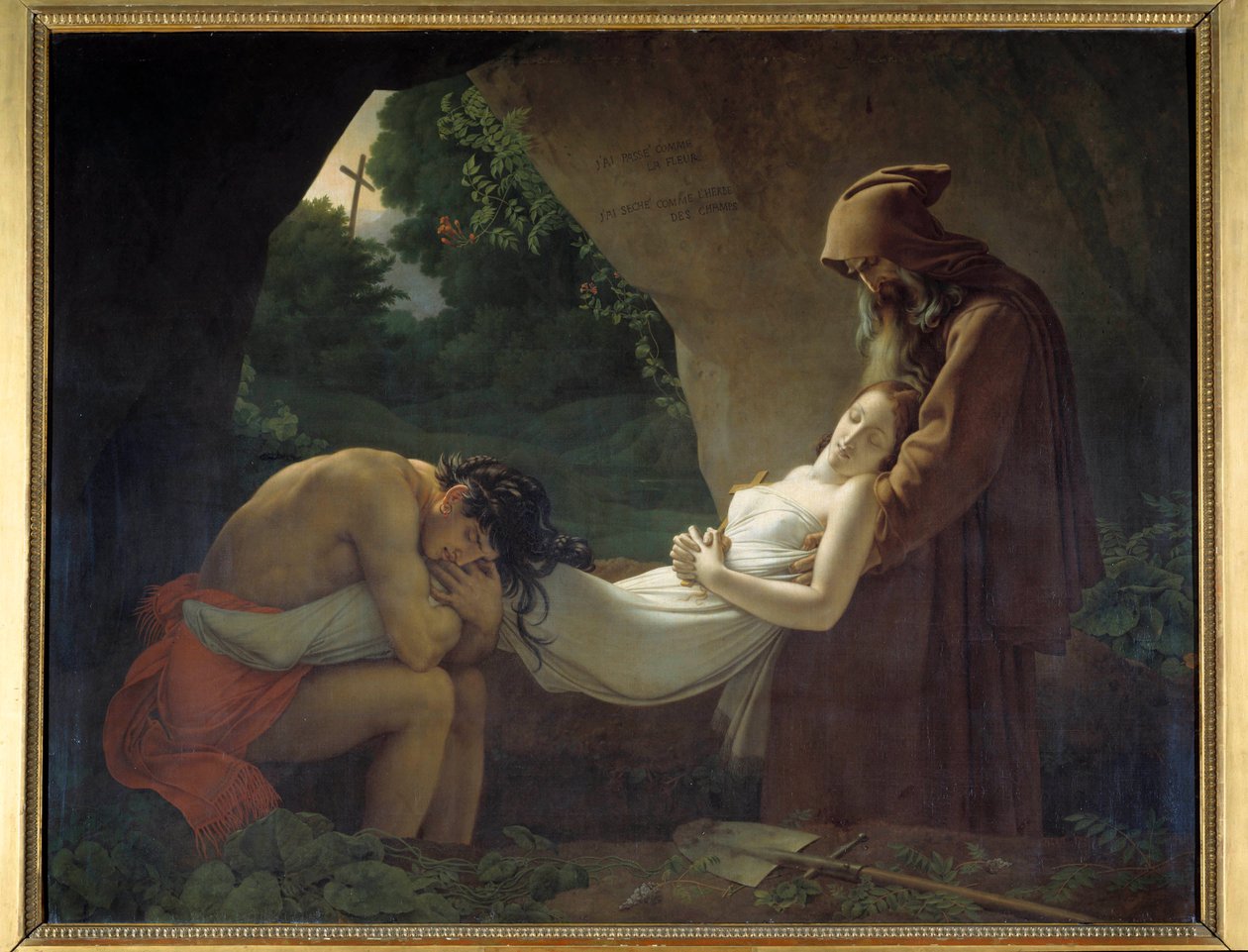 Atala til Atalas grav eller begravelse. Maleri af Anne Louis Girodet de Roucy-Trioson (Anne-Louis Girodet de Roucy Trioson af Anne Louis Girodet de Roucy Trioson
