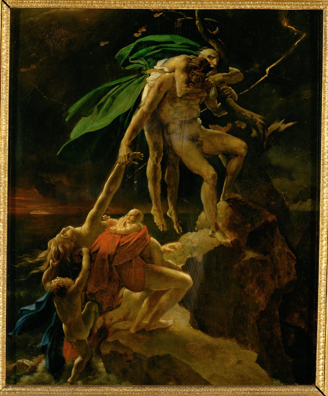 Scene du Deluge, Esquisse, Salon 1814 - Scene fra syndfloden ... af Anne Louis Girodet de Roucy-Trioson