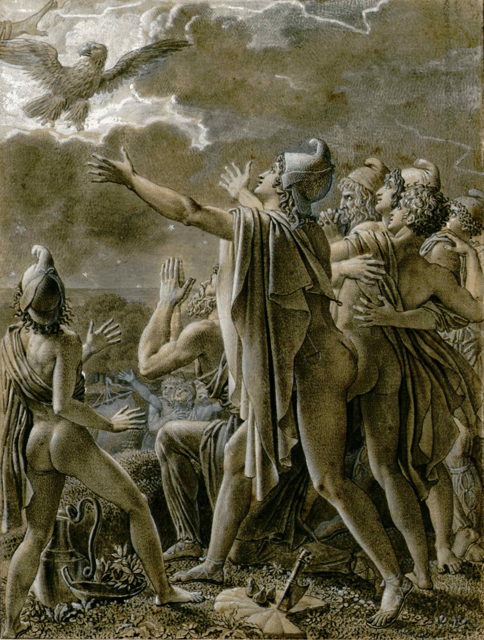 Aeneas og hans tilhængere i Latium, 1791-1793. af Anne Louis Girodet de Roucy Trioson
