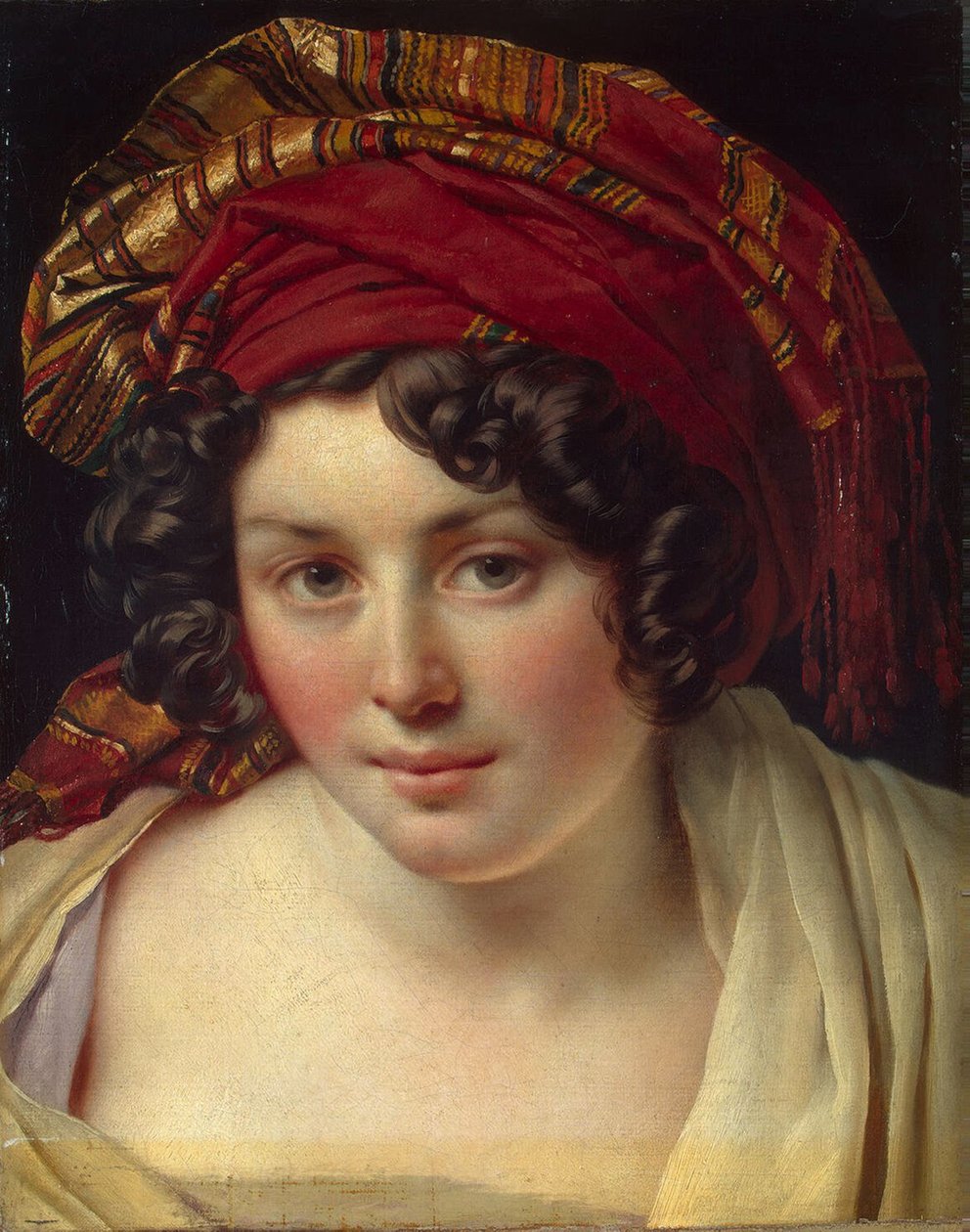 Hoved af en kvinde i en turban, ca 1820 af Anne Louis Girodet de Roucy Trioson