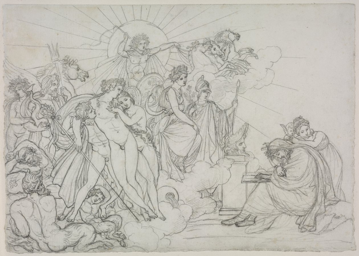 Påkaldelse til de guddommeligheder, der præsiderer over landbruget fra Virgils Georgics, efter 1798. af Anne Louis Girodet de Roucy Trioson
