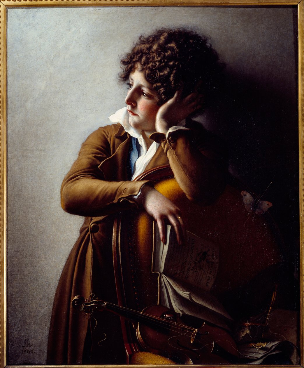 Portræt af unge Romainville Trioson, søn af Dr. Benoit Francois Trioson. Maleri af Anne Louis Girodet de Roucy-Trioson (Anne-Louis Girodet de Roucy Trioson af Anne Louis Girodet de Roucy Trioson