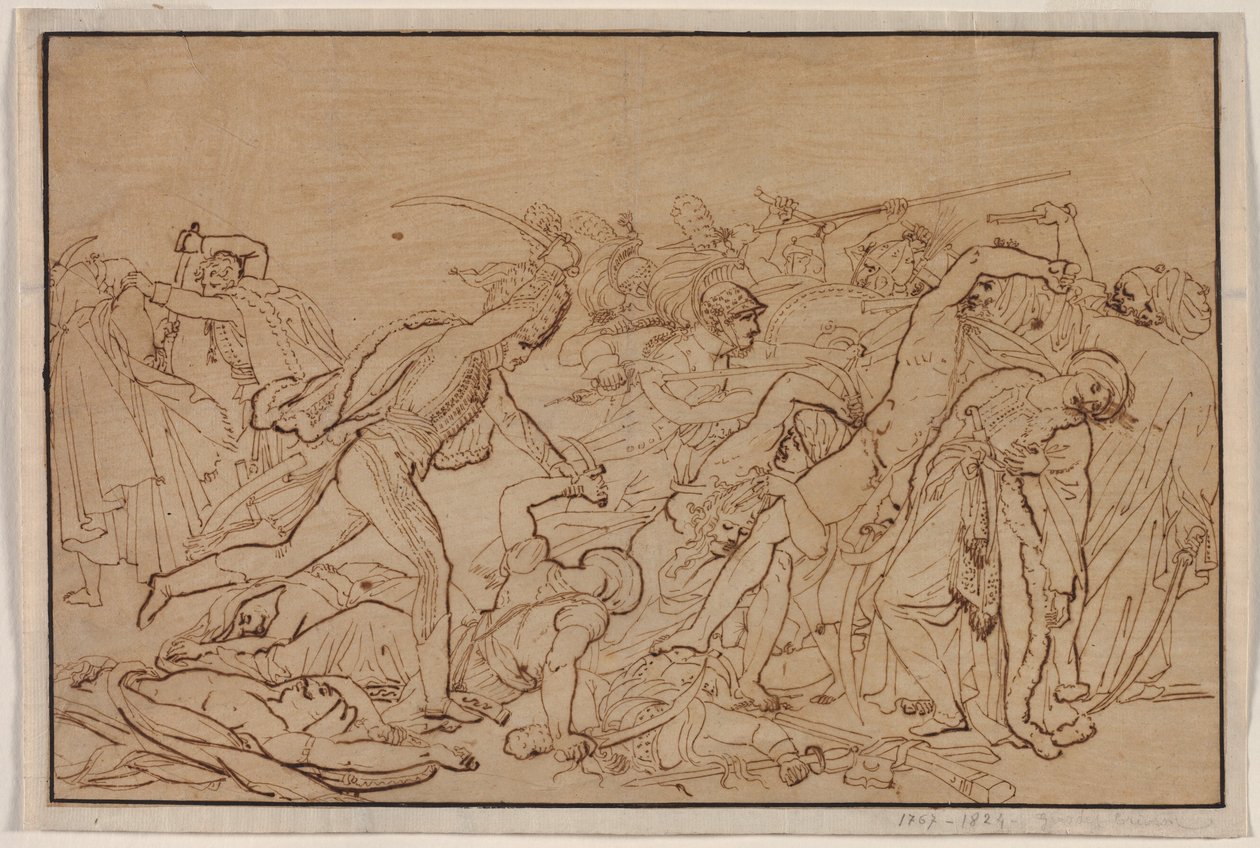 Studie til Oprøret i Cairo af Anne Louis Girodet de Roucy Trioson