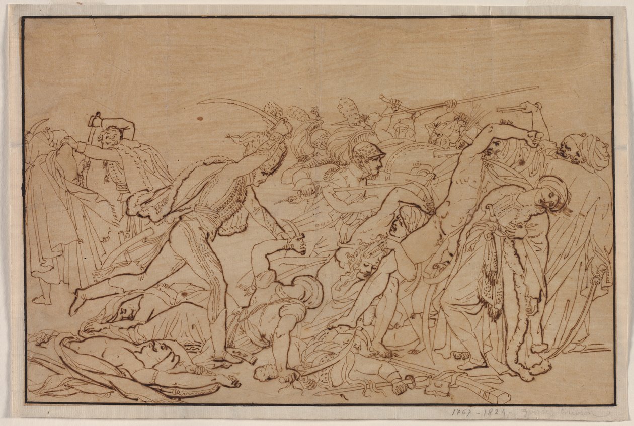 Studie til The Revolt of Cairo, 1810. af Anne Louis Girodet de Roucy Trioson