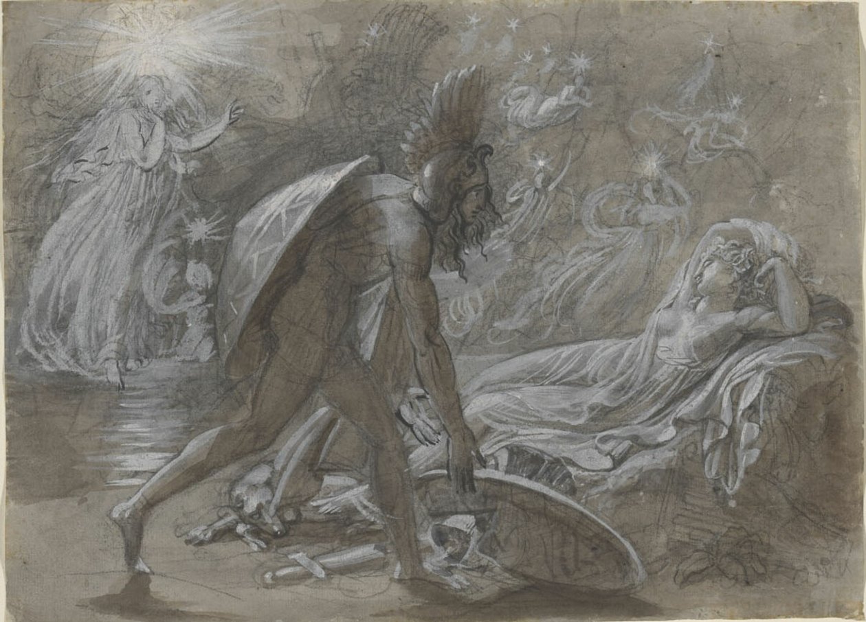 Fingal sørger over Malvinas lig, fra Ossians Berrathon af Anne Louis Girodet de Roussy Trioson