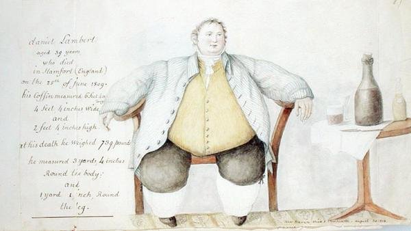 Daniel Lambert (1770-1809) 1813 (akvarel og grafit på papir) af Anne Marguerite Hyde de Neuville