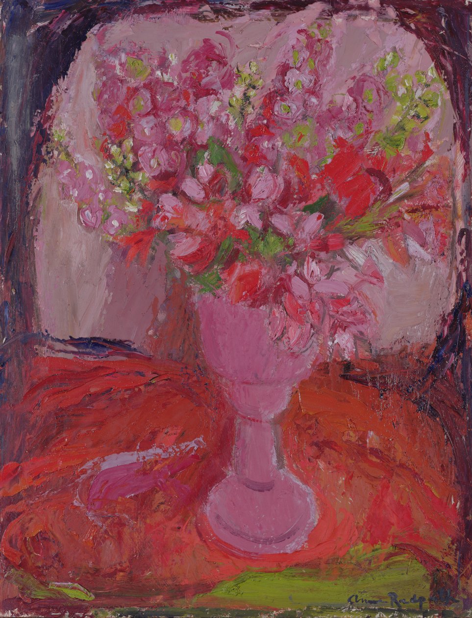 Pink Flowers, ca. 1948 (olie på bord) af Anne Redpath