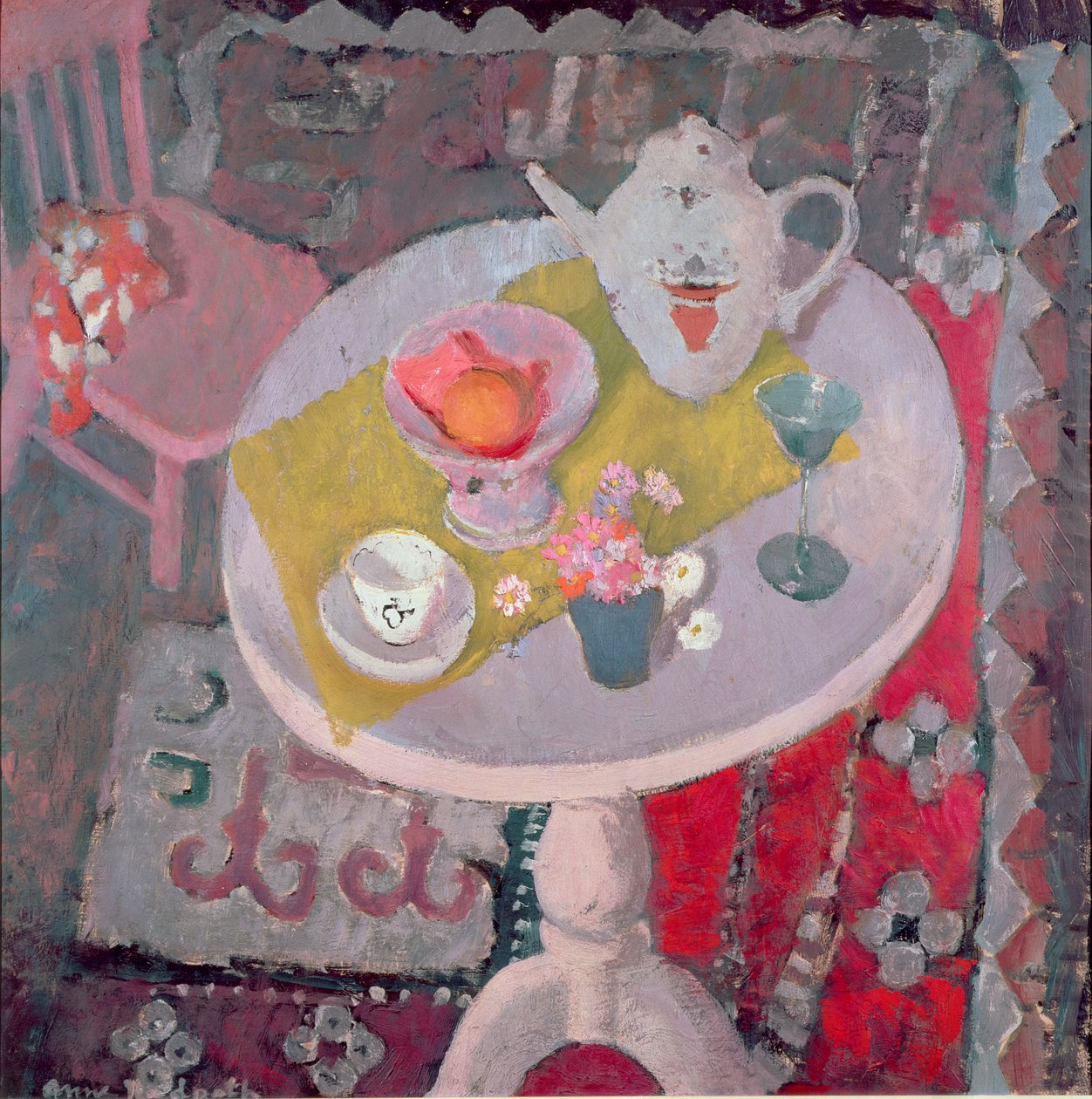 Rundt bord med kinesisk tekande af Anne Redpath