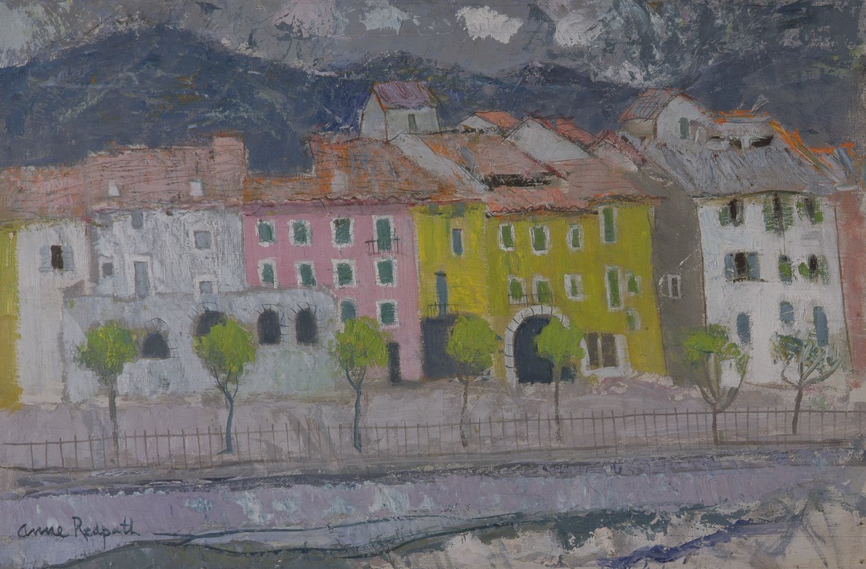 Sospel, Alpes Maritime (olie om bord) af Anne Redpath