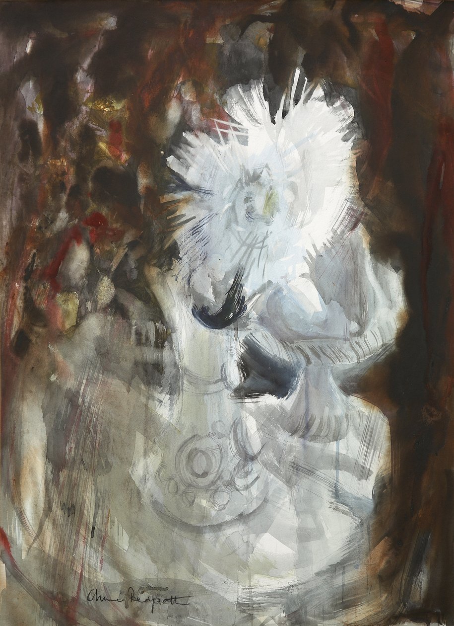 Den hvide krysantemum, ca. 1961 (akvarel og kul) af Anne Redpath