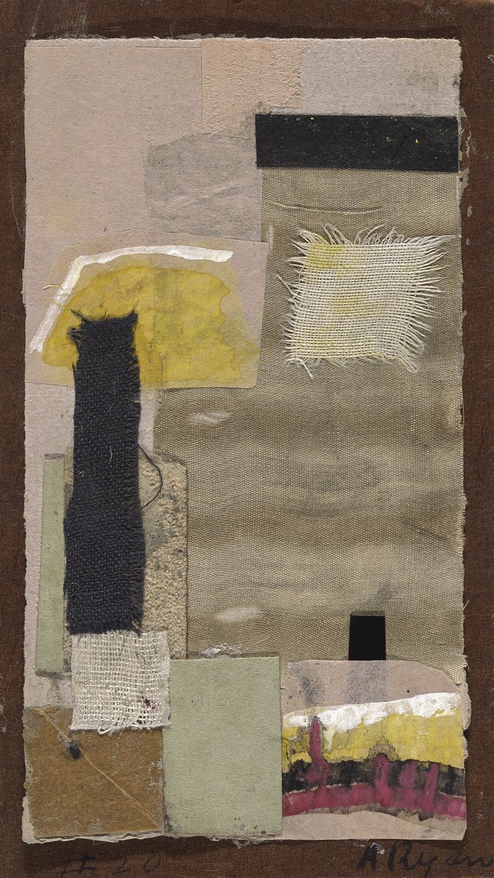 Uden titel (#20), ca. 1948-54 (collage af stof, farvet papir, sandpapir, gouache og akvarel på karton) af Anne Ryan