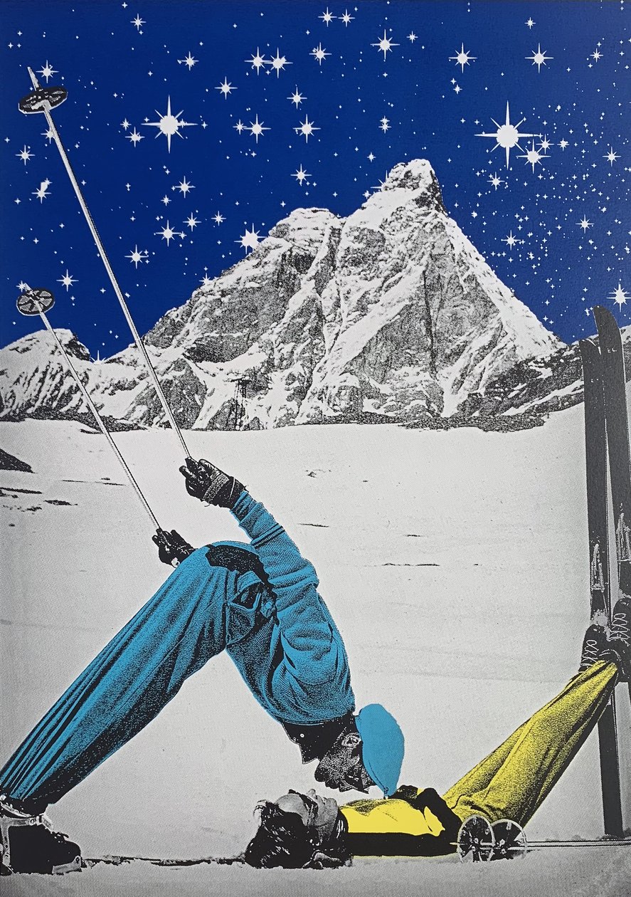 Skiparadis, 2021 (håndlavet serigrafi) af Anne Storno