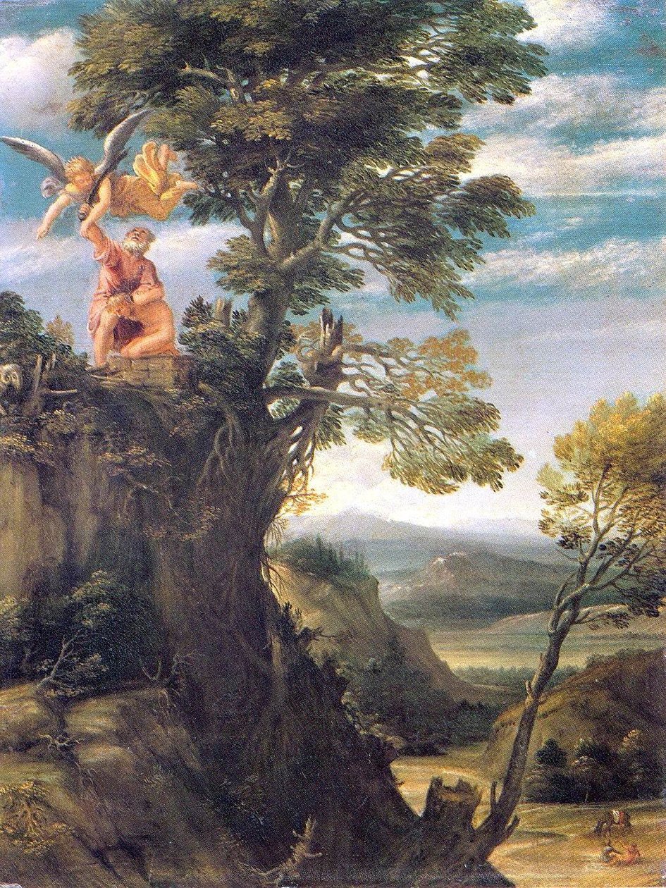 Landskab med Isaks binding af Annibale Carracci