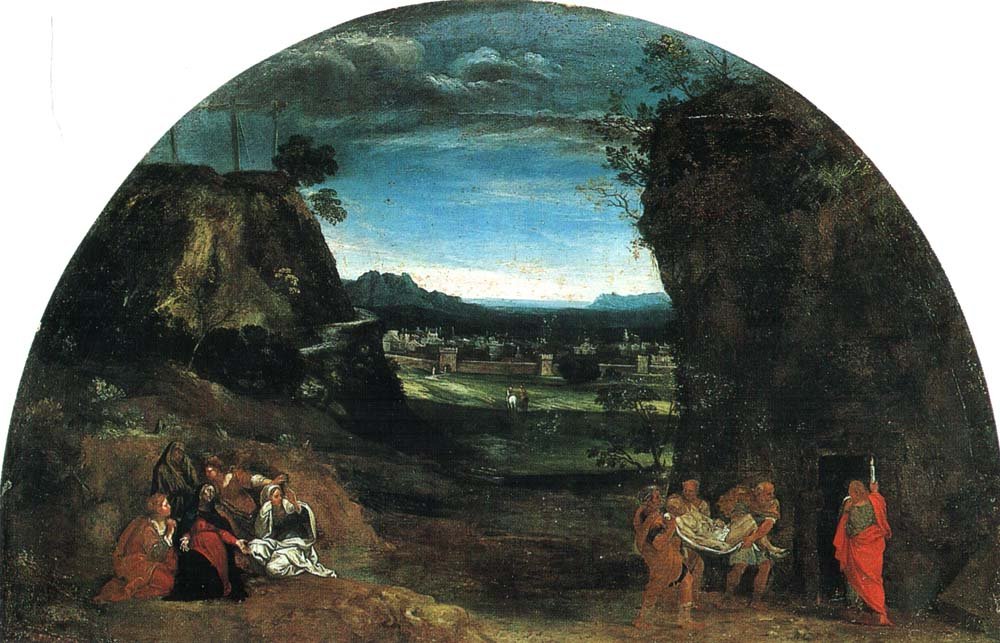 Landskab med begravelse af Kristus af Annibale Carracci