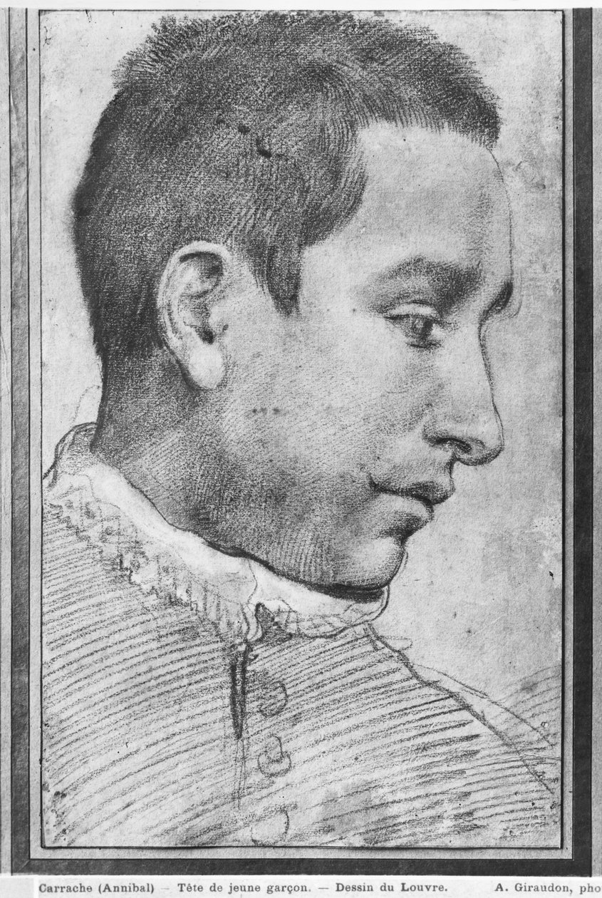 Portræt af en ung mand (rødt kridt, vask af rødt kridt og hvide gouache-højlys på papir) af Annibale Carracci