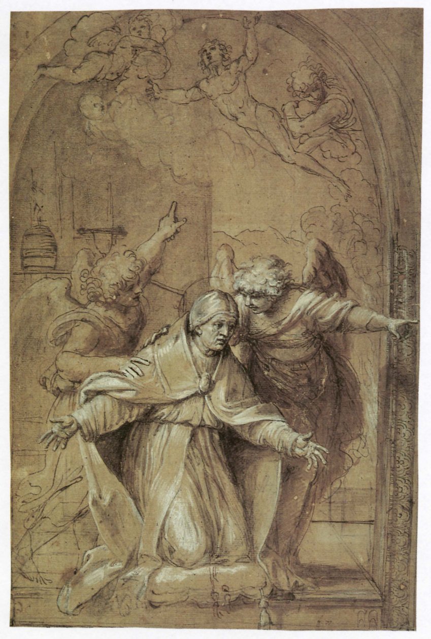 Saint Gregory beder om sjæle i skærsilden af Annibale Carracci