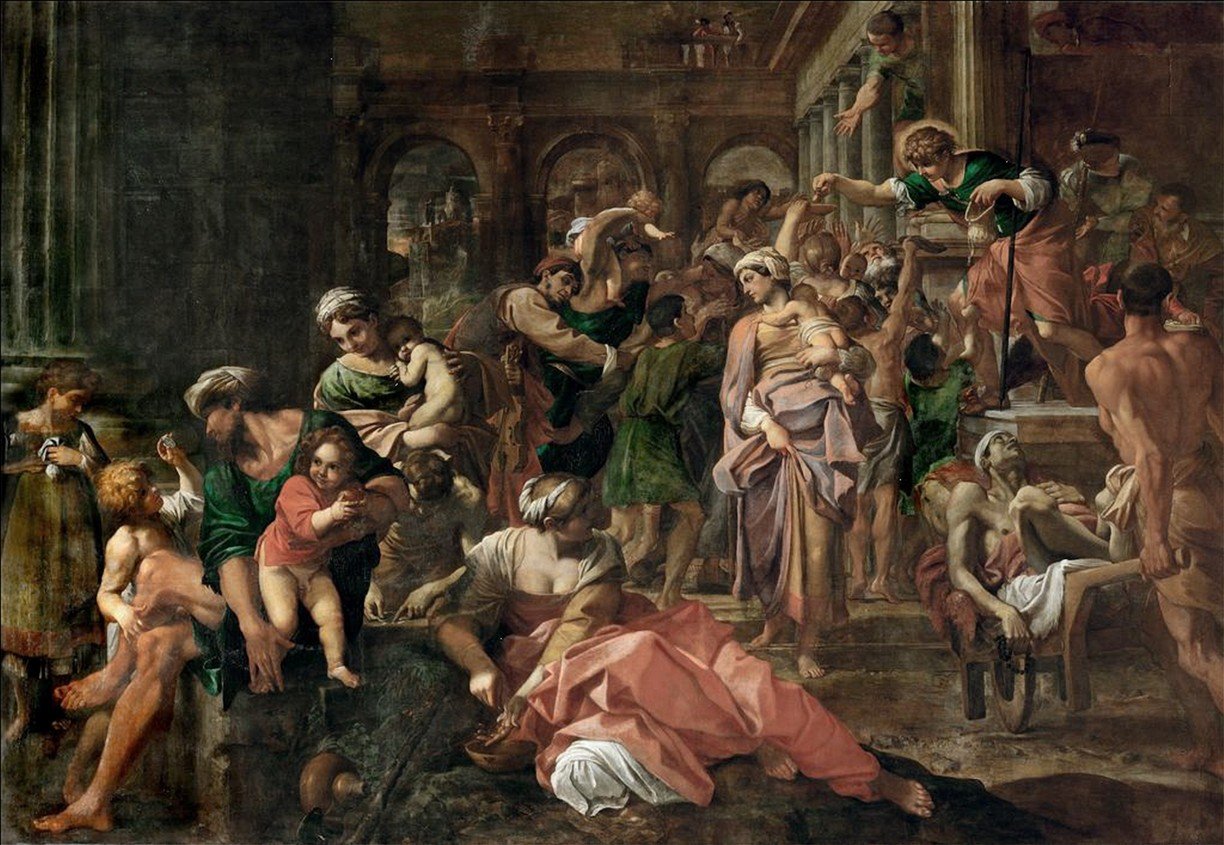 San Rocco giver almisse til de fattige af Annibale Carracci