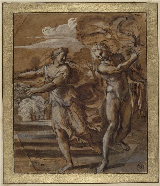 Undersøgelse for Lupercalia Palazzo Magnani Frescoes, Bologna af Annibale Carracci