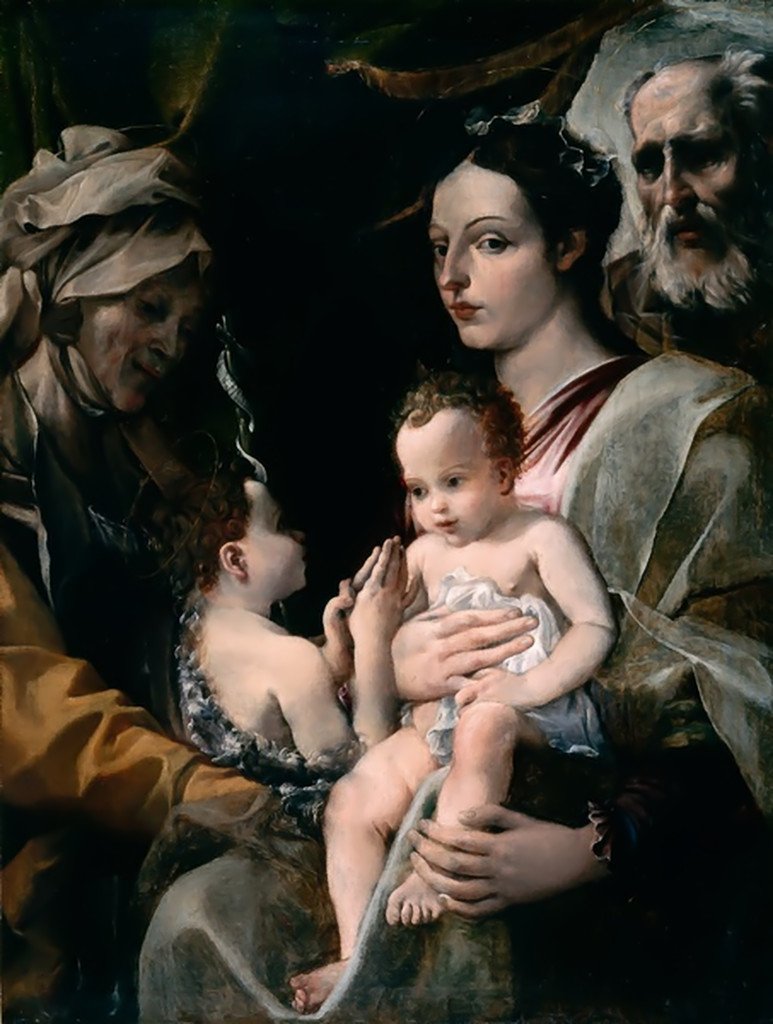 Den hellige familie med Saint Elizabeth og Saint John af Annibale Carracci
