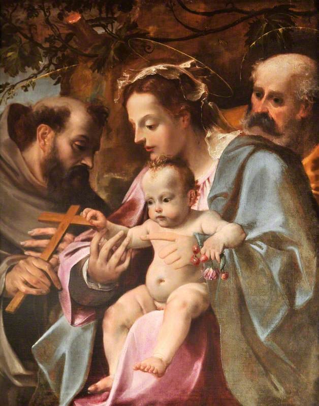Den hellige familie med den hellige Frans af Annibale Carracci