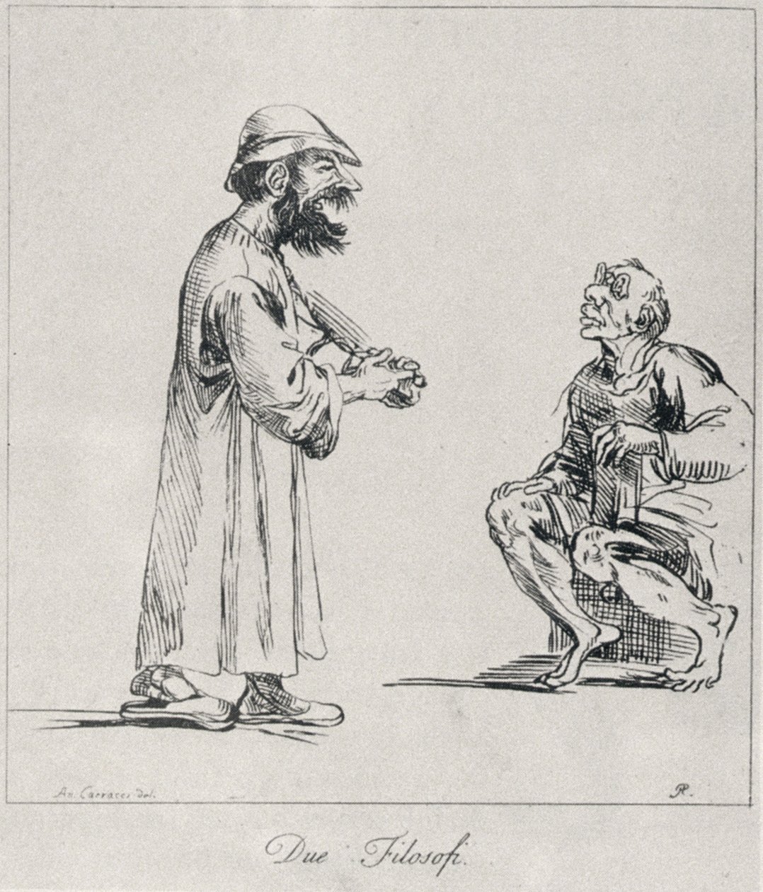 To filosoffer, graveret af Arthur Pond, 1739 af Annibale Carracci