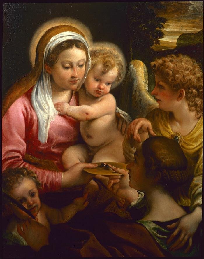 Jomfru og barn med Saint Lucy og den unge Johannes Døberen af Annibale Carracci