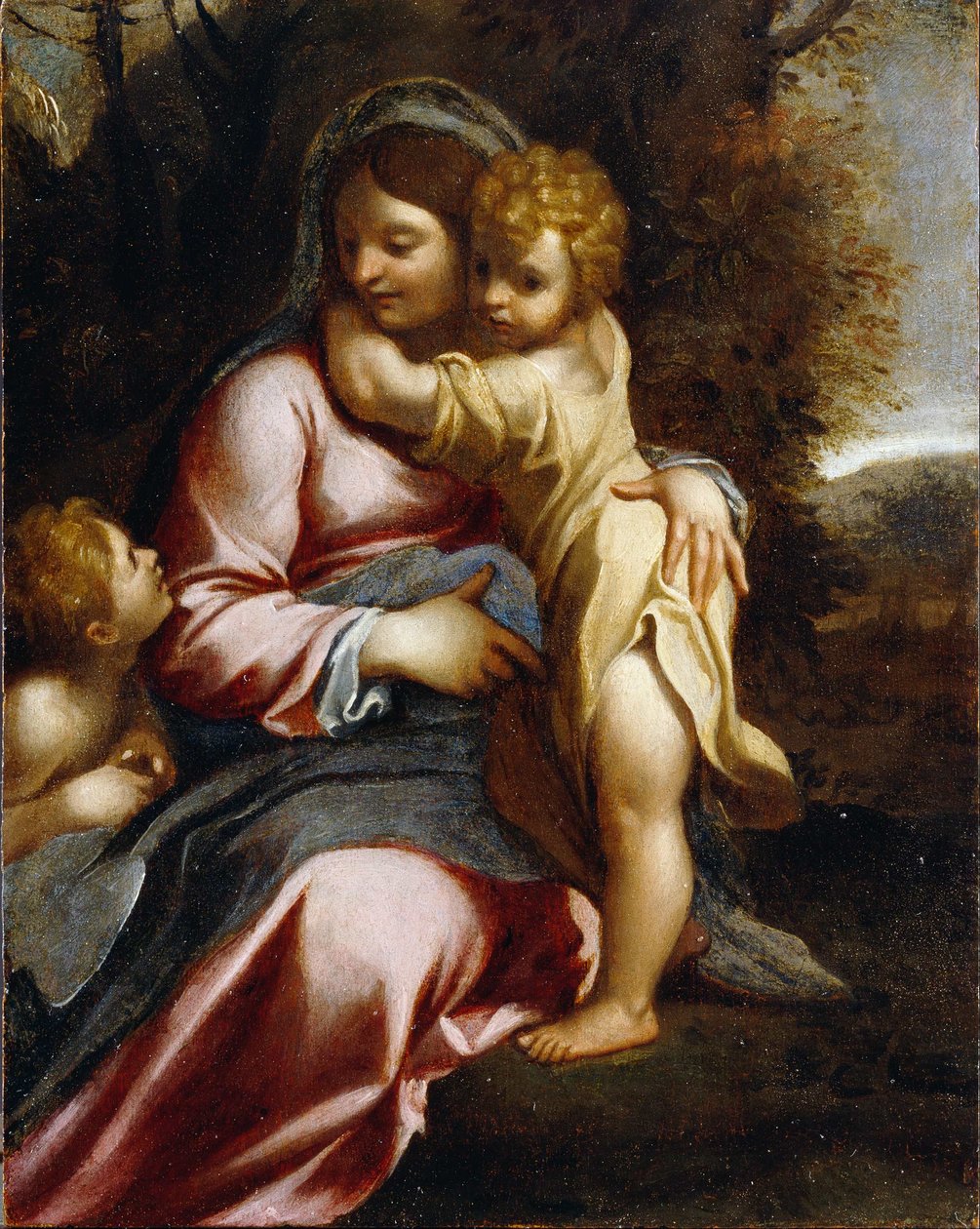 Madonna og barn med St. John af Annibale Carracci