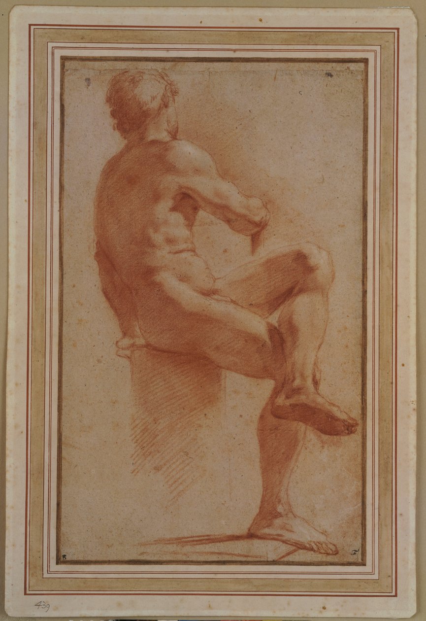 En nøgen mand sidder med ryggen vendt af Annibale Carracci