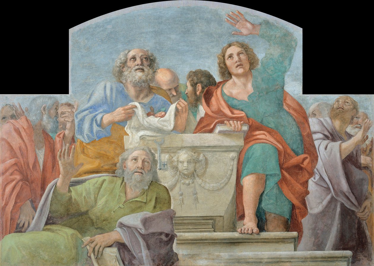 Apotres pres du sepulcre vide - Peinture de Annibale Carracci (1560-1609) Apostle omkring den tomme gravfresco 1604-1607 Museu Nacional d