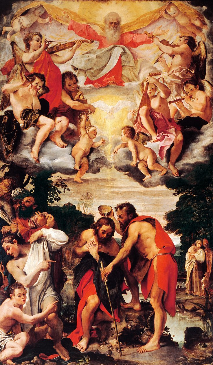 Kristi dåb af Annibale Carracci (1560-1609), olie på lærred, San Gregorio og San Siro kirke, Bologna af Annibale Carracci