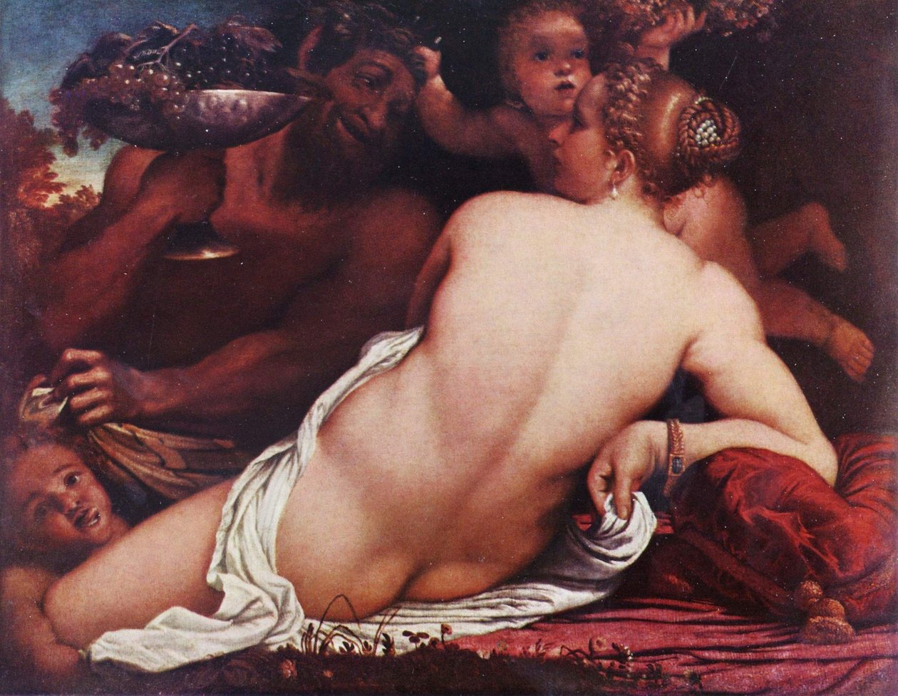 Tysk: Bacchantin Venus med en satyr og amoriner af Annibale Carracci