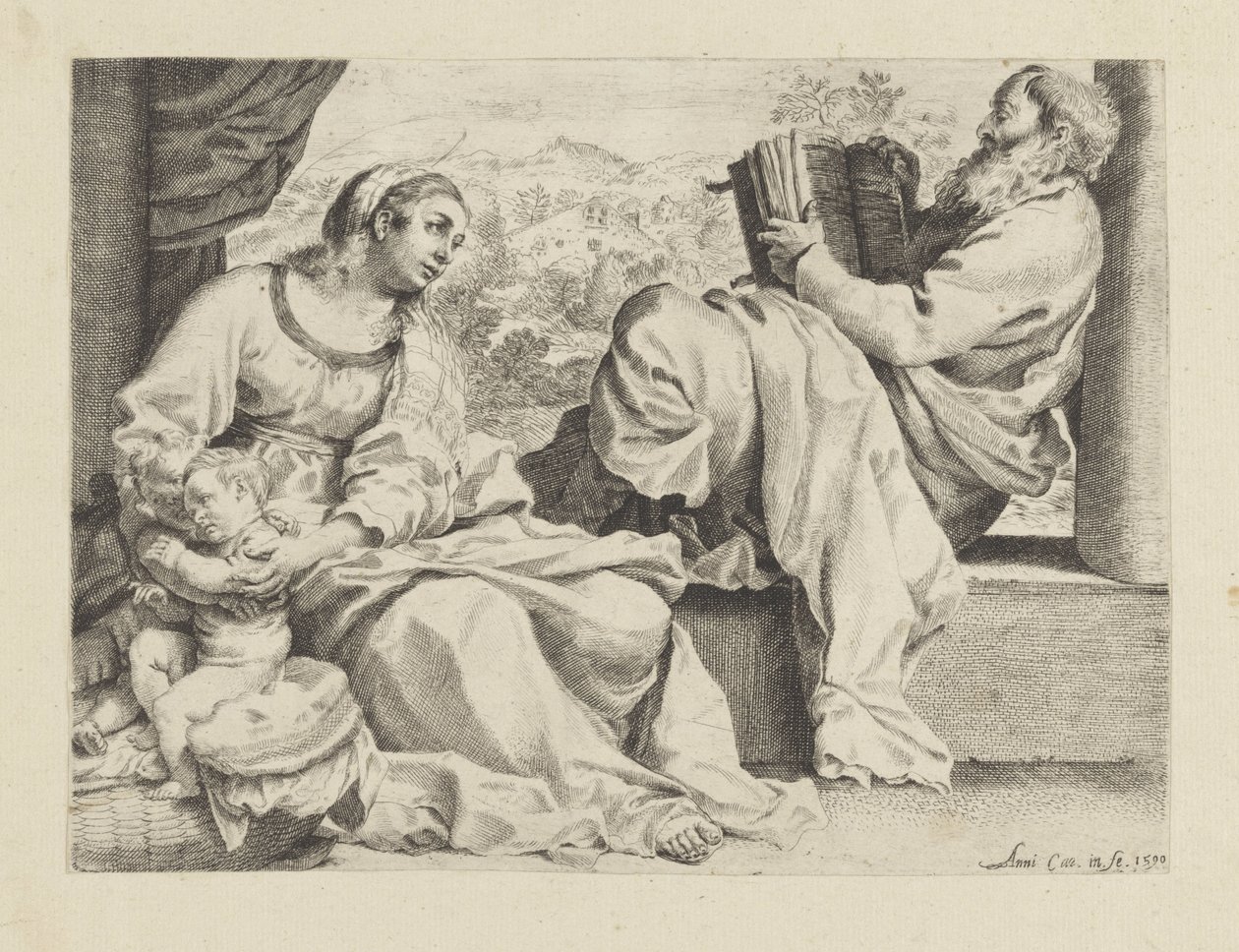 Hellig Familie med den unge Johannes Døberen af Annibale Carracci