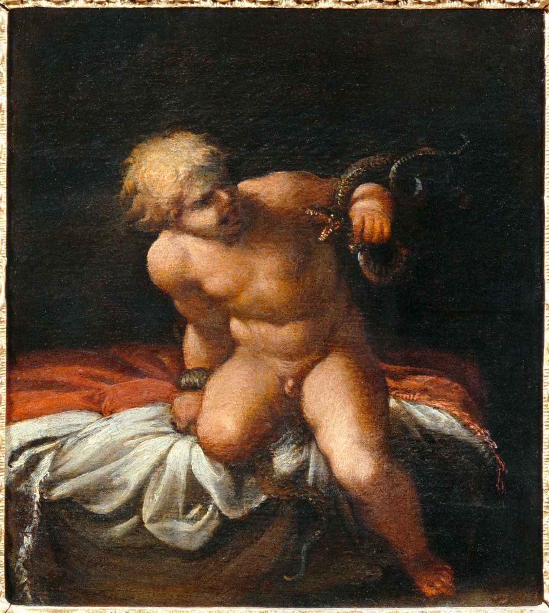 Hercule enfant etouffant les serpents - Spædbarnet Hercules kvæler slangerne ... af Annibale Carracci