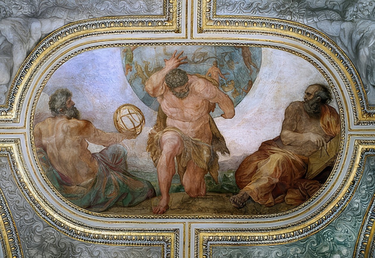 Hercules bærer himlens hvælving for Atlas (fresko i Camerino). 1596 af Annibale Carracci