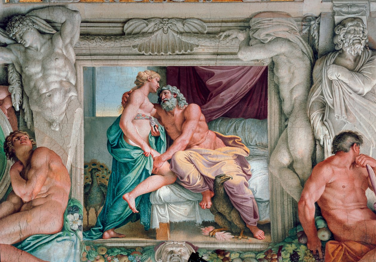 Jupiter og Juno Fresco af Annibale Carracci (Annibal Carrache) (1560-1609). 1597-1600 Rom, Palazzo Farnese af Annibale Carracci