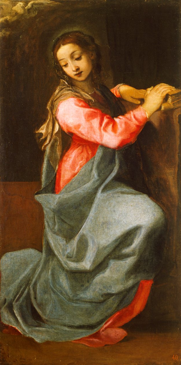 Lady of Annunciation, af Annibale Carracci (1560-1609), olie på lærred af Annibale Carracci
