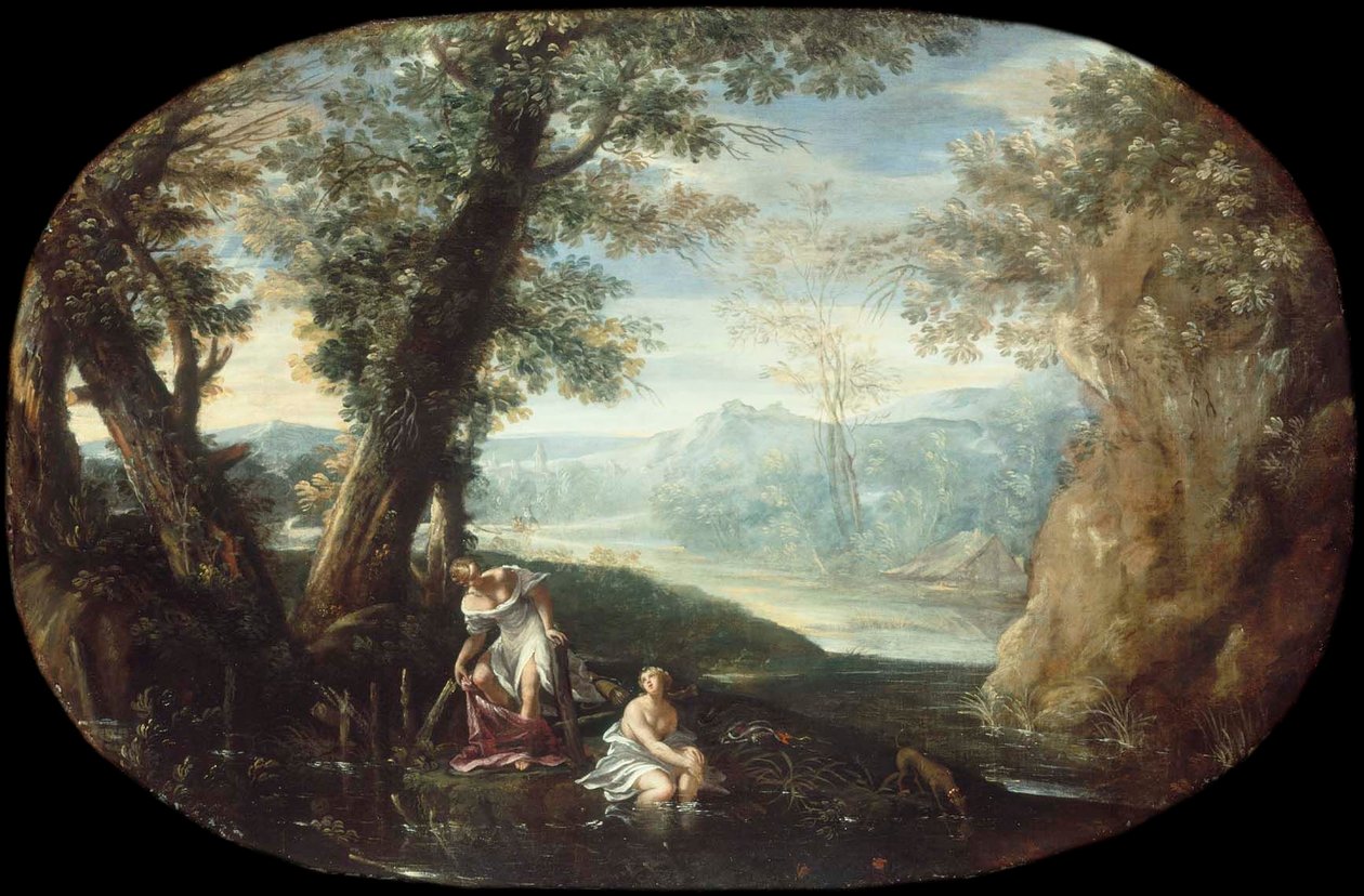 Landskab med badende kvinder af Annibale Carracci