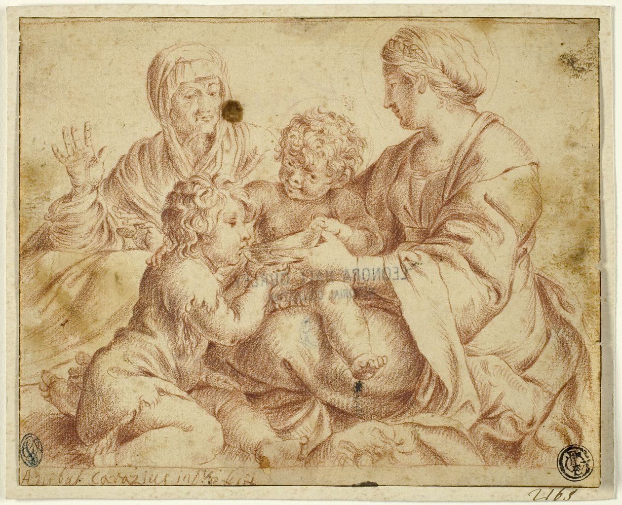 Madonna og barn med de hellige Elizabeth og Johannes Døberen af Annibale Carracci