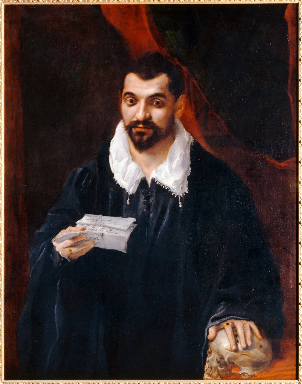 Portræt af en mand, der holder et kranium, tidligere kendt som ... af Annibale Carracci