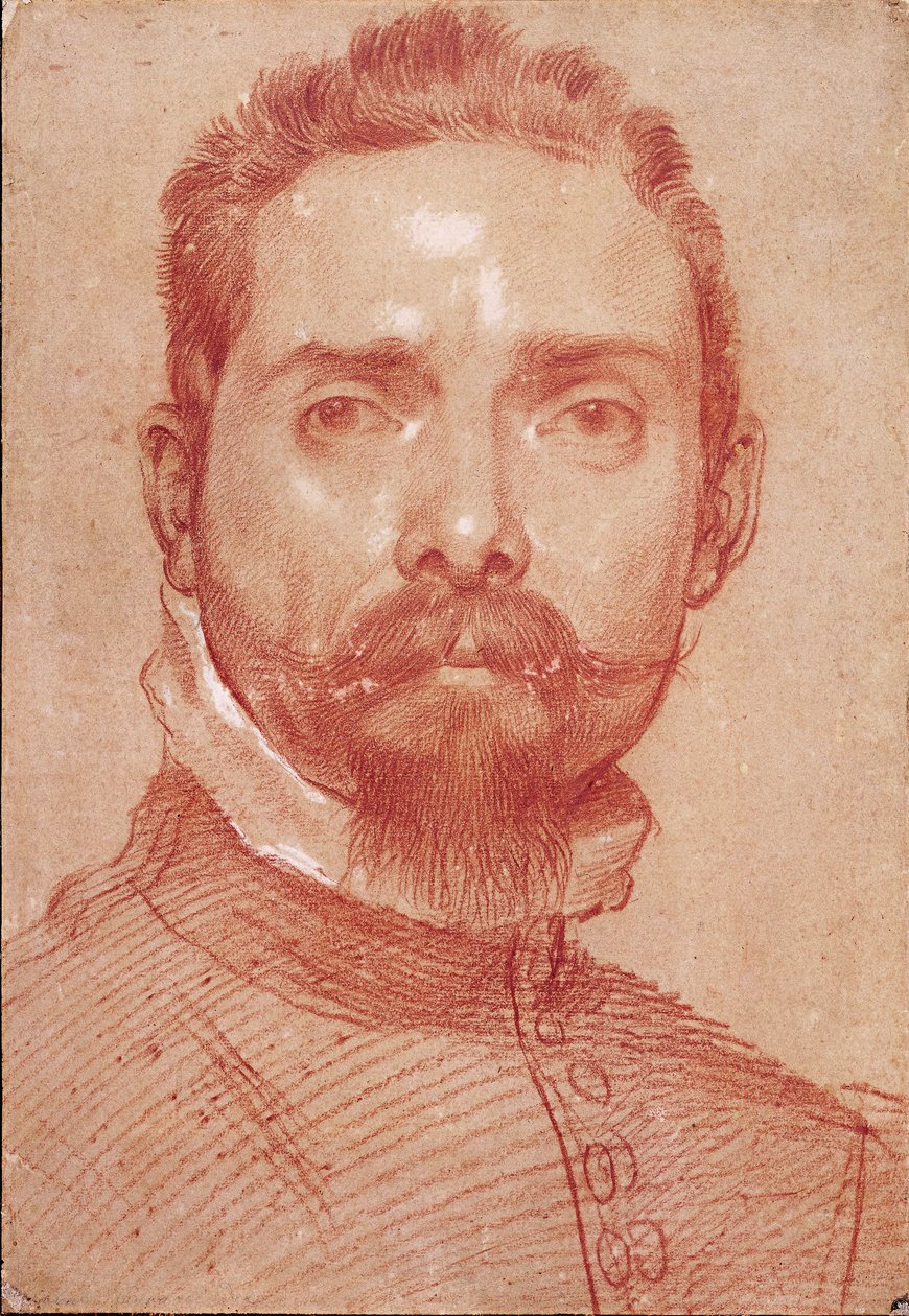 "Portræt af lutspilleren Giulio Mascheroni" (Portræt af lutspilleren Giulio Mascheroni) Sanguine af Annibale Carracci (Carrache) (1560-1609) ca 1594 Albertina, Wien af Annibale Carracci