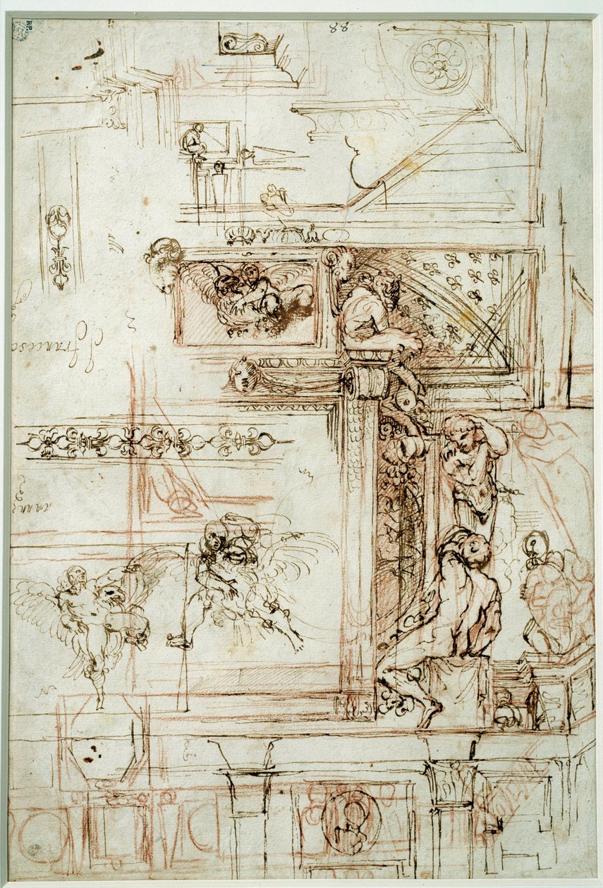 Projekt for Farnese galleriet. Tegning af Annibal Carracci Dit Carrache (1560-1609) af Annibale Carracci